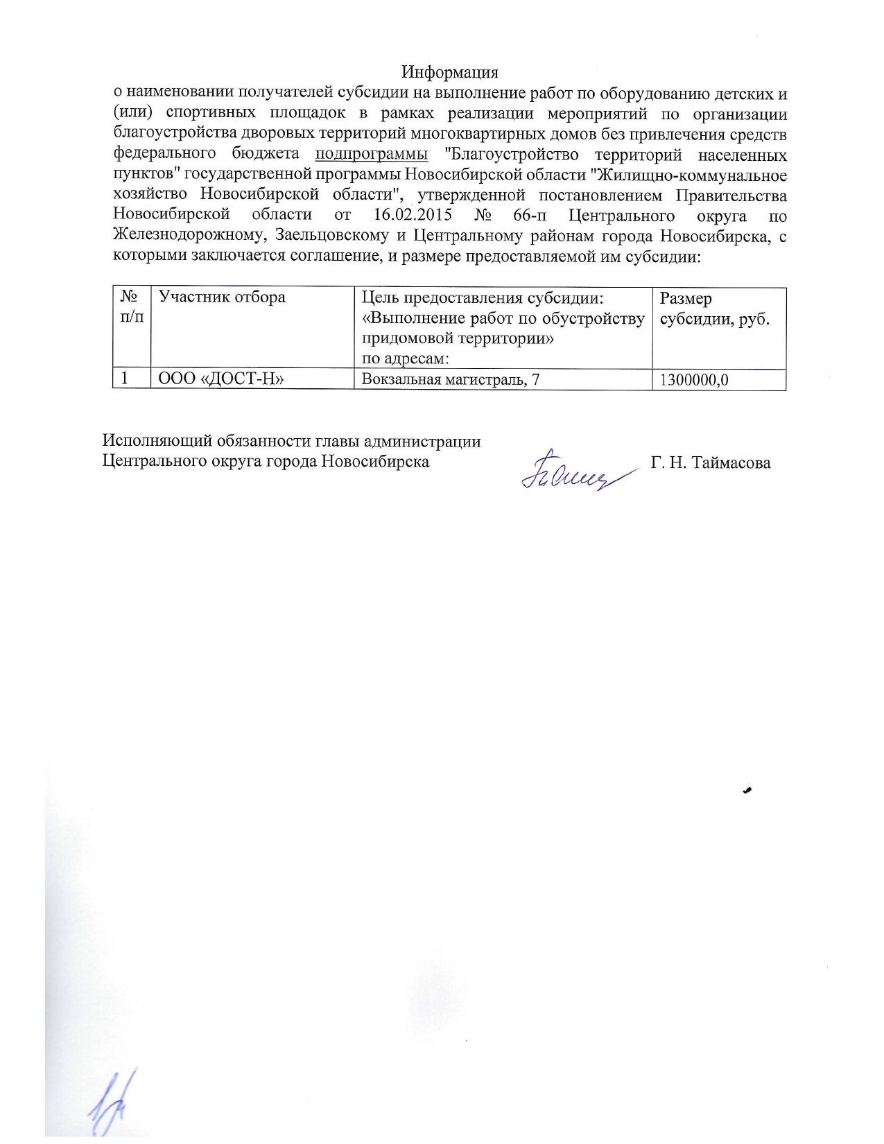 Информация о наименовании получателей субсидии на выполнение работ по  оборудованию детских и (или) спортивных площадок | Официальный сайт  Новосибирска